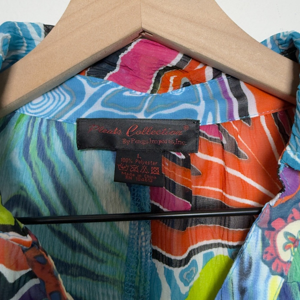 Pleats Collection Women Bohemian Button Top Large Artsy Langelook Patchwork Shee - Picture 3 of 11
